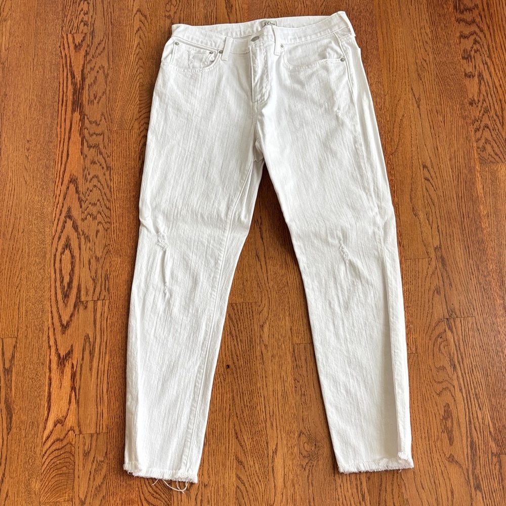 J. Crew White Denim Jeans fray size 28 slim boyfriend fit